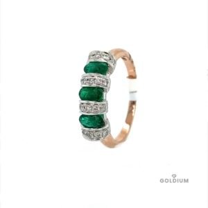 Zelta gredzens ar briljantiem 0.16ct, smaragdi. 0.75ct
