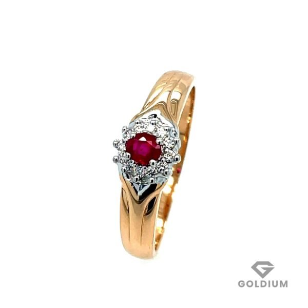 Zelta gredzens ar briljantiem 0.10ct, rubīns 0.19ct
