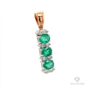 Zelta kulons ar briljantiem, smaragds