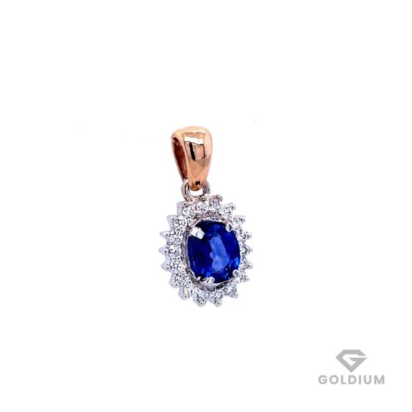 Zelta kulons ar briljantiem 0.18ct, safīrs 0.82ct