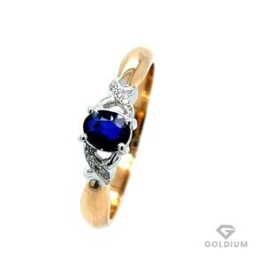 Zelta gredzens ar briljantiem 0.01ct, safīrs 0.36ct