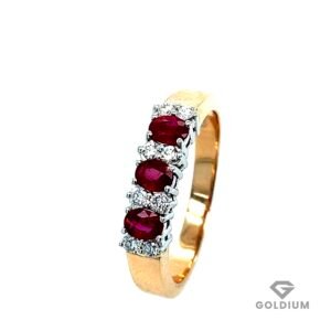 Zelta gredzens ar briljantiem 0.19ct, rubīns 0.70ct