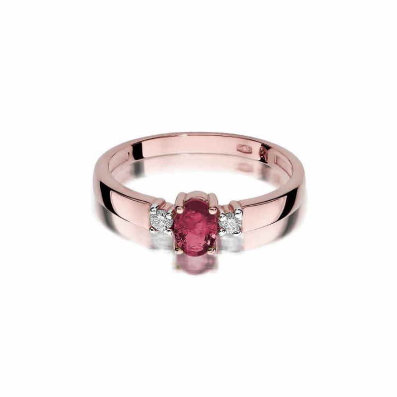 Zelta gredzens ar briljantiem 0.08ct, rubīns 0.60ct — изображение 2