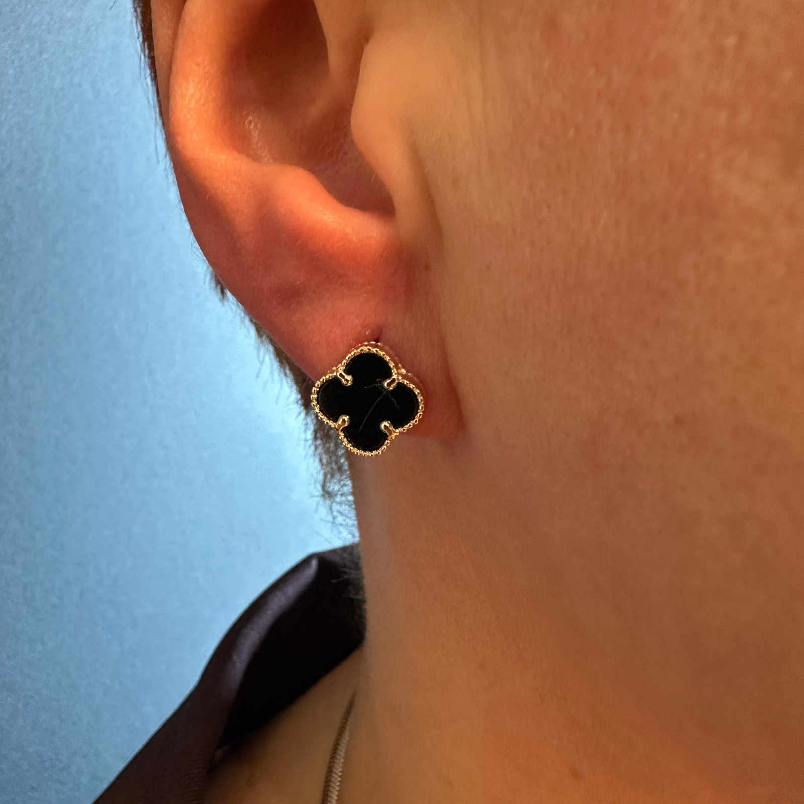 Zelta auskari ar oniksu 3.03gr - Image 2