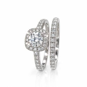 Baltā zelta gredzenu Komplekts ar briljantiem 0.41+0.52ct