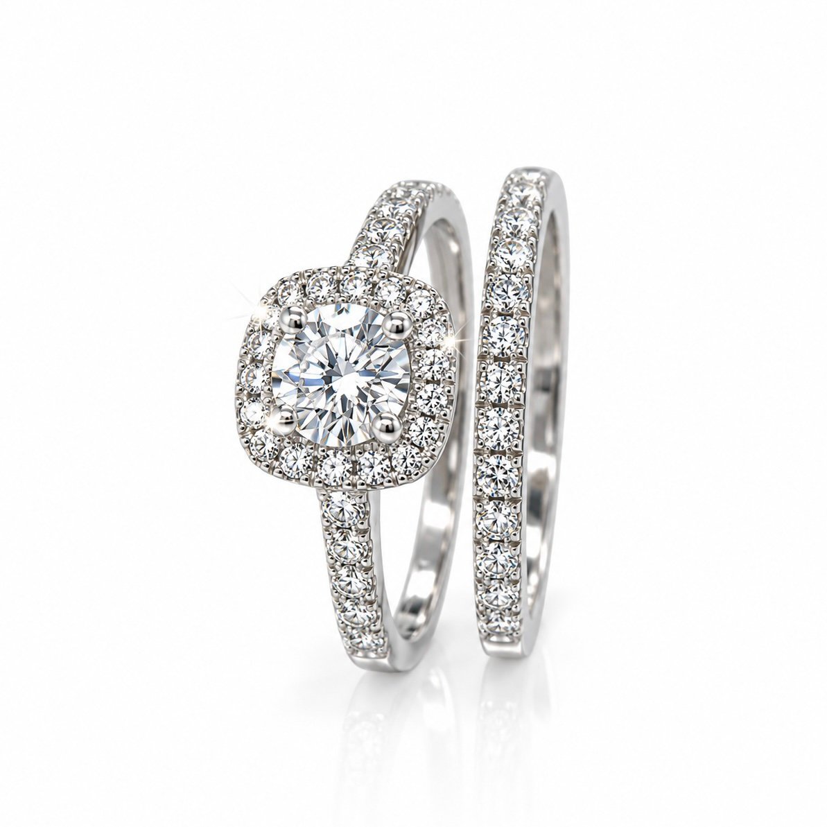 Baltā zelta gredzenu Komplekts ar briljantiem 0.41+0.52ct