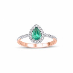 Zelta gredzens ar smaragdu 0.52ct, briljantiem 0.27ct