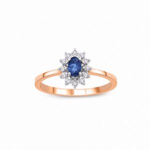Zelta gredzens ar safīru 0.31ct, briljantiem 0.10ct