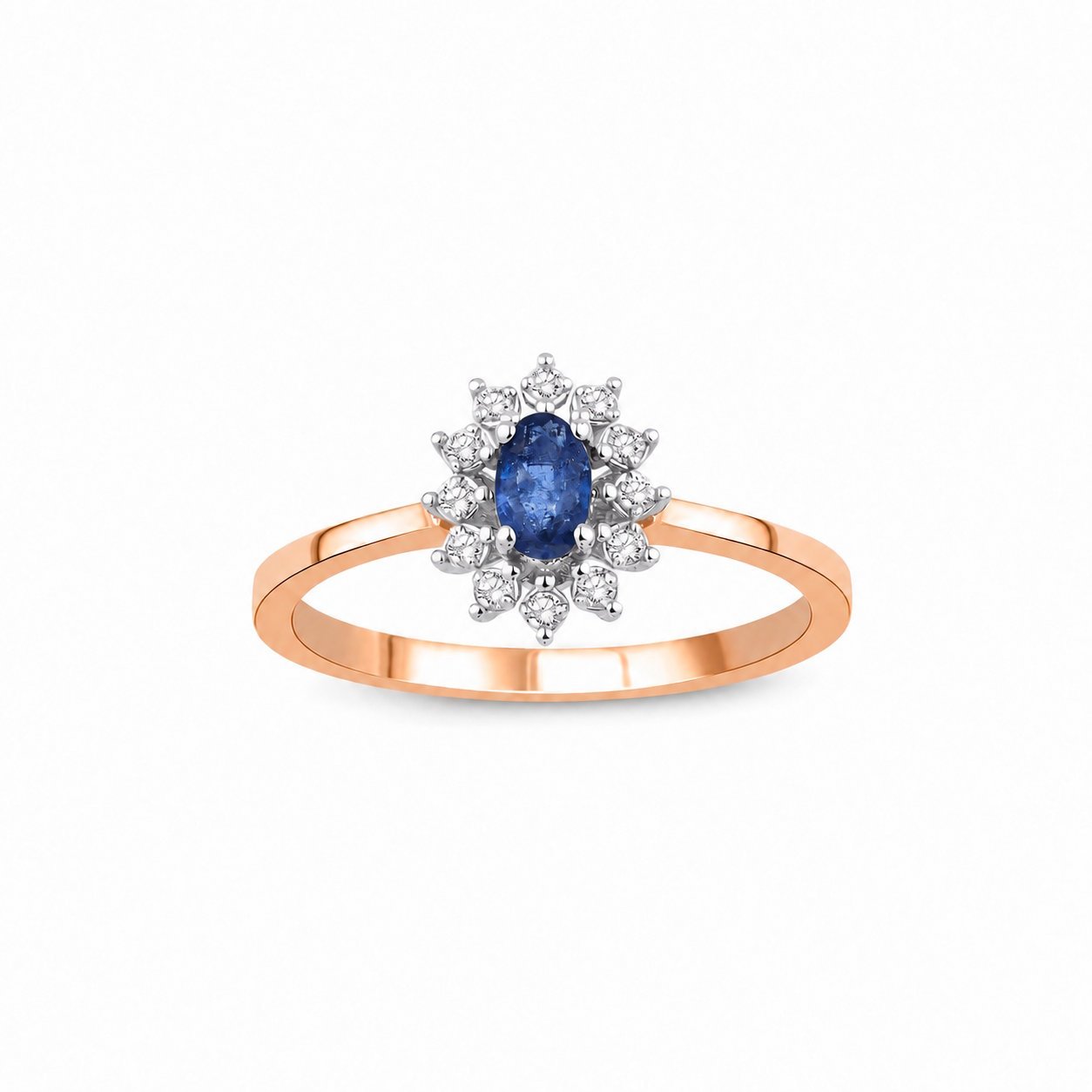 Zelta gredzens ar safīru 0.31ct, briljantiem 0.10ct