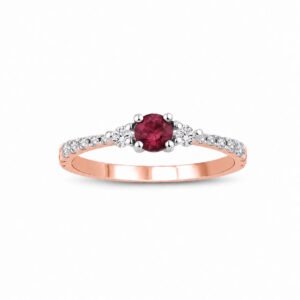 Zelta gredzens ar rubīnu 0.25ct, briljantiem 0.26ct