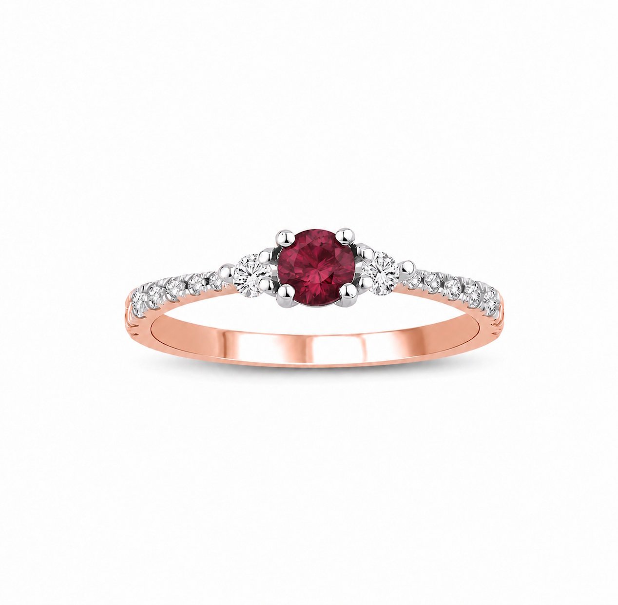 Zelta gredzens ar rubīnu 0.25ct, briljantiem 0.26ct