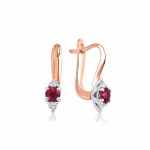 Zelta auskari ar rubīniem 0.48ct, briljantiem 0.18ct