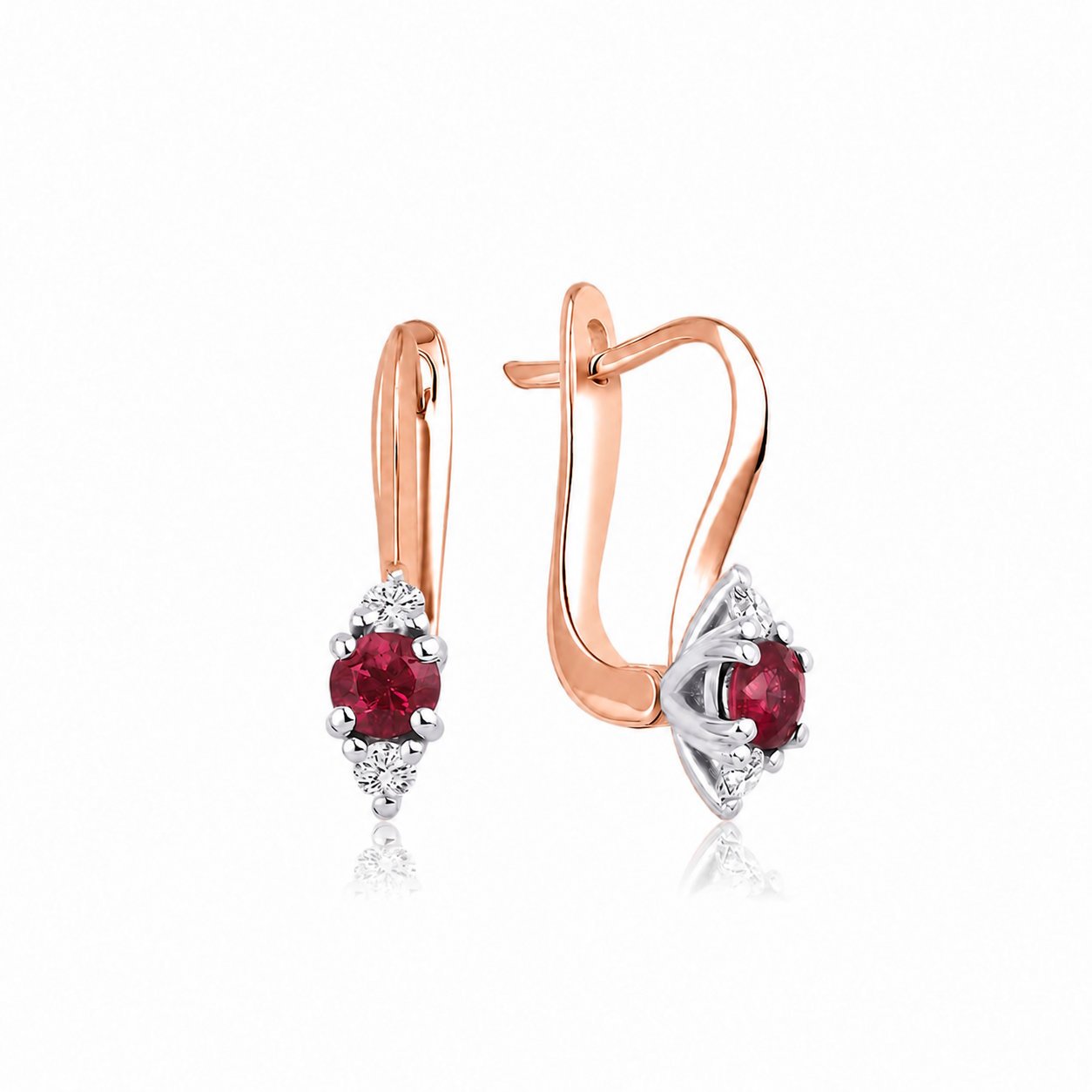 Zelta auskari ar rubīniem 0.48ct, briljantiem 0.18ct