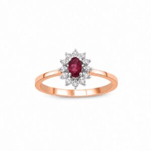 Zelta gredzens ar rubīnu 0.28ct, briljantiem 0.16ct