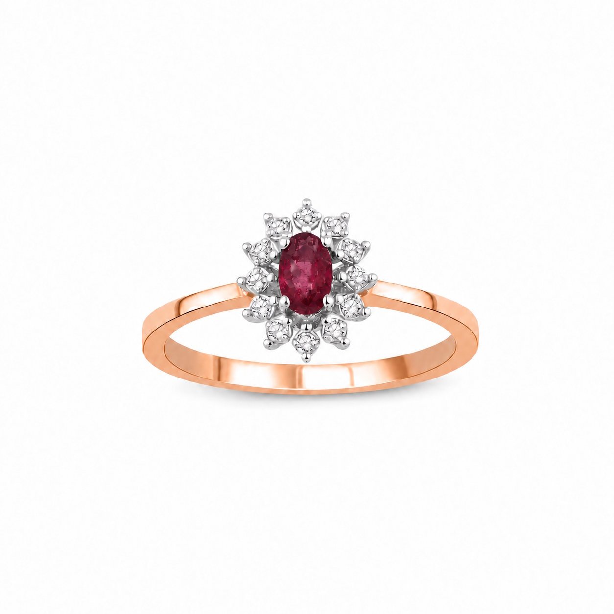 Zelta gredzens ar rubīnu 0.28ct, briljantiem 0.16ct